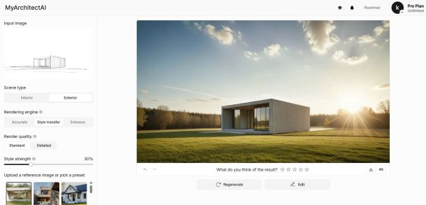 Rendering di esterno 2 realizzato con 'Style transfer engine'