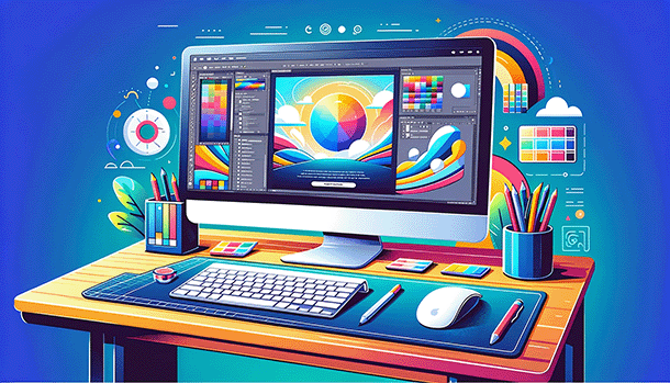 Workstation in stile cartoon