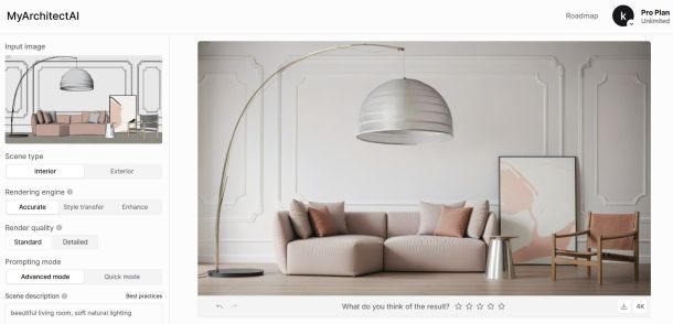 Sala renderizzata con motore 'Accurate'