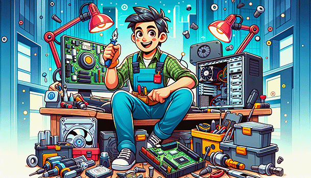 assistenza hardware cartoon