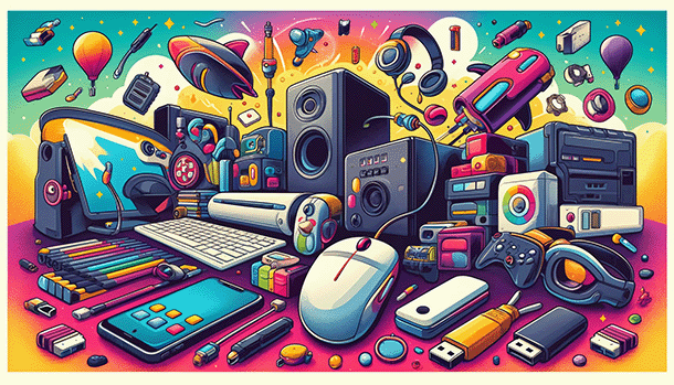 Accessori per PC - cuffie - mouse e altro in stile cartoon